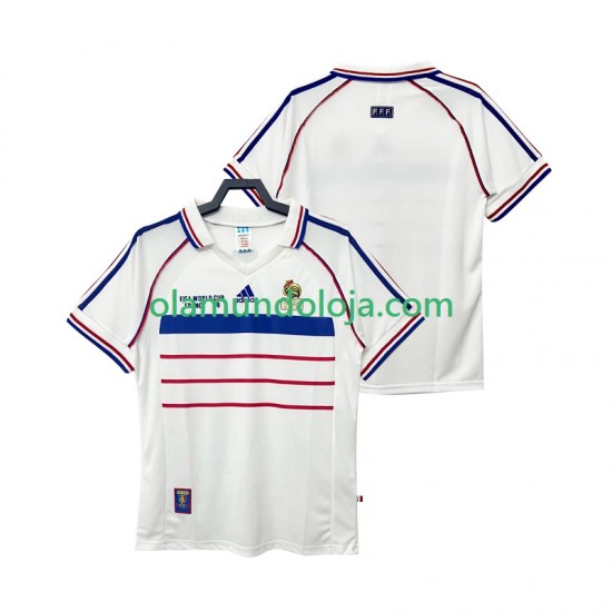 Camisola França Retro Homem Equipamento Segundo 1998 Manga Curta